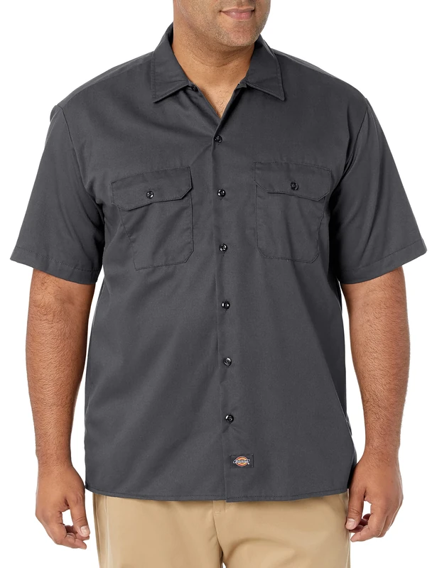 Dickies Men's Work Shirt Short Sleeved Workwear (Charcoal Grey), XXXX-Large
