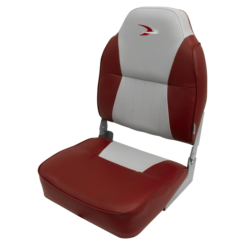 Wise Contoured Folding High Back Boat Seat, Grey/Red