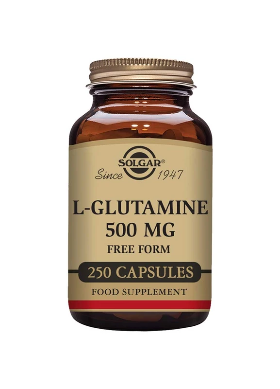 Solgar L-Glutamine 500 mg Vegetable Capsules - Pack of 250 - Fuel for Muscles - Supports an Active Healthy Lifestyle - Vegan and Gluten Free, Gold - Image 1