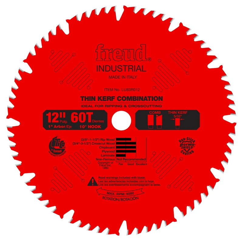 Freud LU83R012: 12" x 60T Thin Kerf Combination Blade