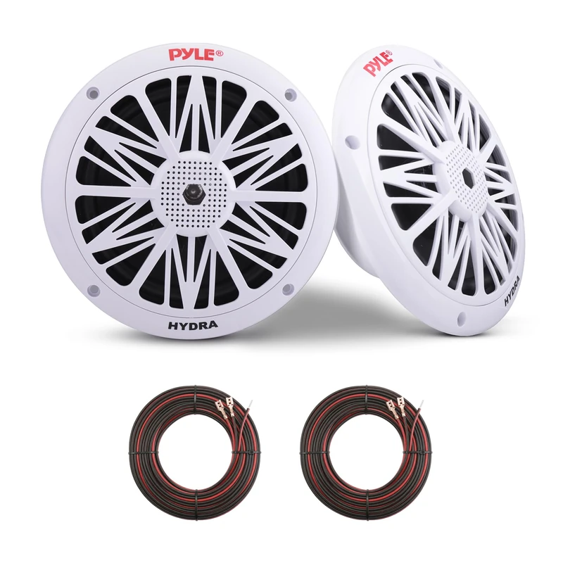 Pyle 16.51cm Dual Marine Speakers – 2-Way Waterproof Outdoor Stereo, 200W, Poly Carbon Cone, Butyl Rubber Surround – 1 Pair (White) - PLMR62 - Image 1