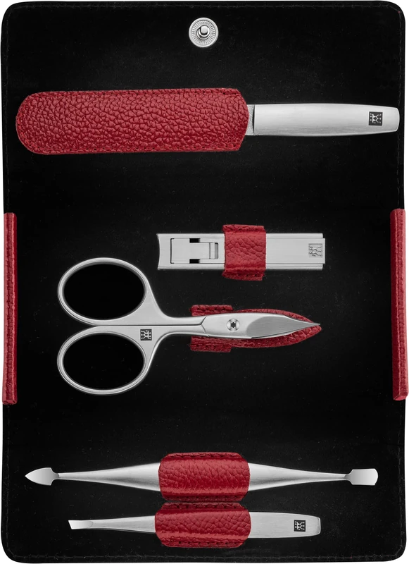 Zwilling Estuche Con Cierre A Presión, Piel Legítima, Rojo, 5 Piezas