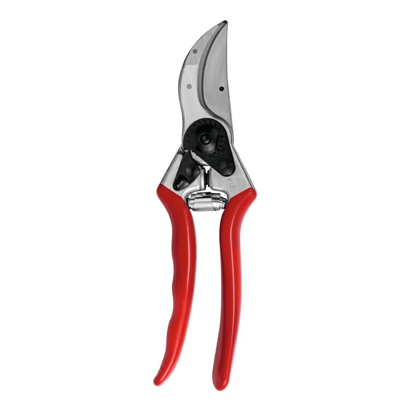 FELCO 2 Pruning Secateurs – 25 mm Cutting Diameter, for Large Hands, 215 mm Length, with Sap Groove, Straight Handles, Red
