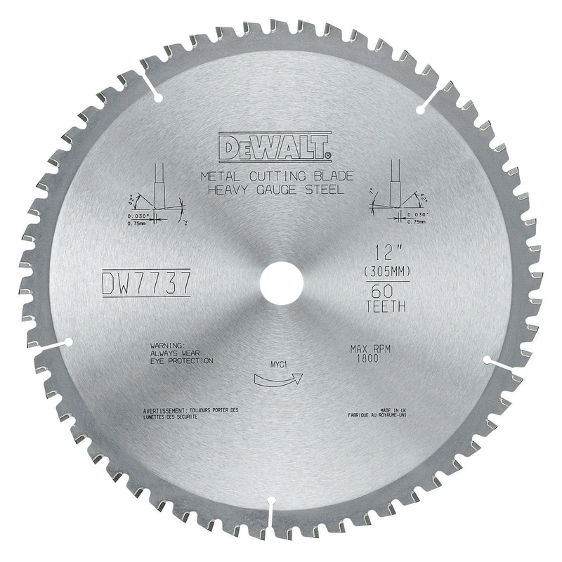 DEWALT DWA7737 60 Teeth Heavy Gauge Ferrous Metal Cutting 1-Inch Arbor, 12-Inch