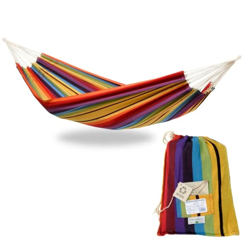 AMAZONAS Classic hammock XL Barbados Rainbow handmade in Brazil up to 200 kg load capacity with 230 x 150 cm for 1-2 people in colorful stripes