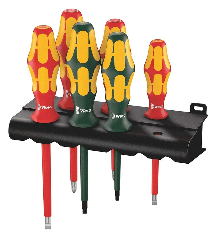 Wera VDE Screwdriver Set PH, SL, SQ 160 i/168 i/6 Rack, 6PC - 05347777001
