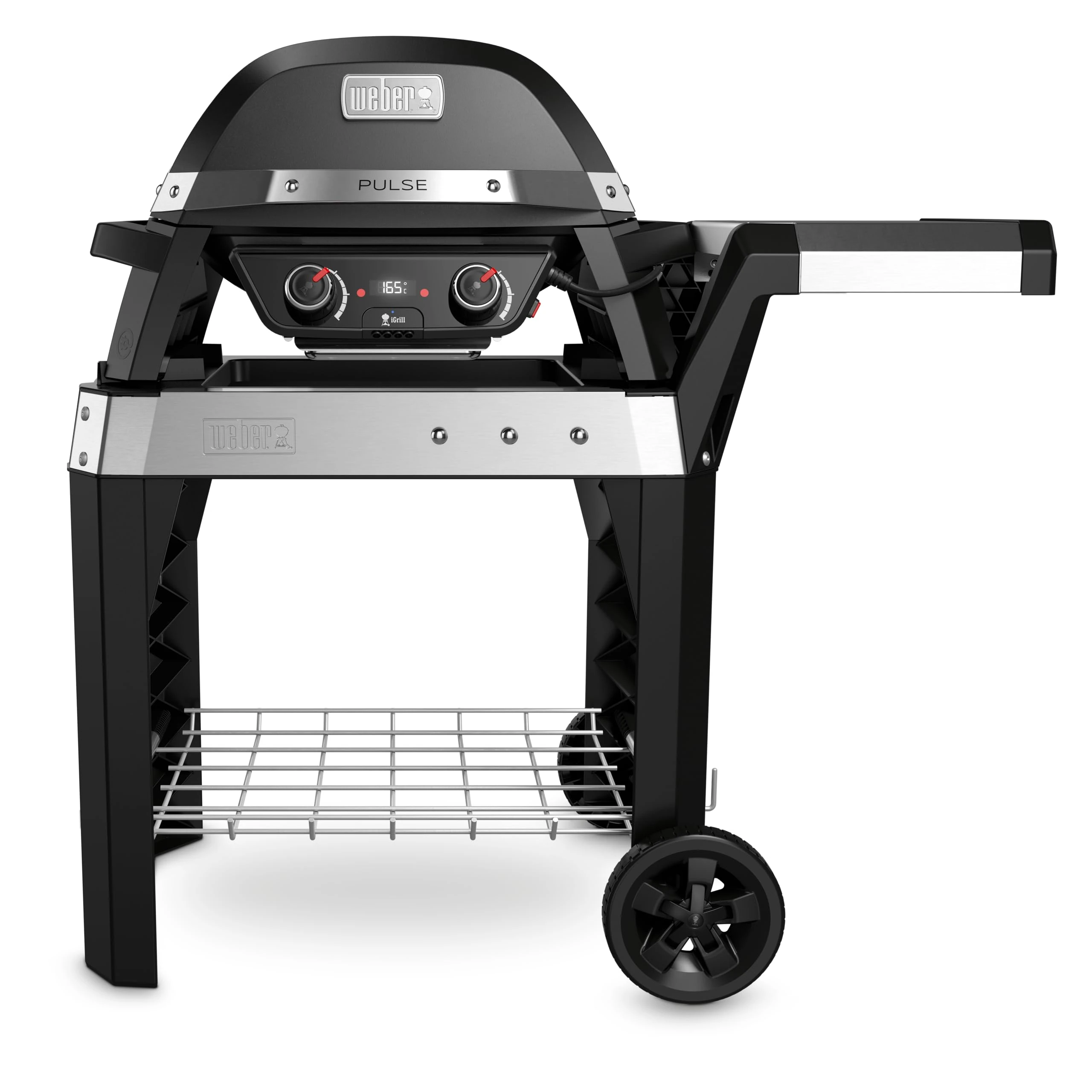Weber PULSE 2000 electric barbecue with trolley, 49 x 39cm grilling surface, temperatures over 300°C, two-zone grilling, digital temperature control & thermometer - Black (85010074)