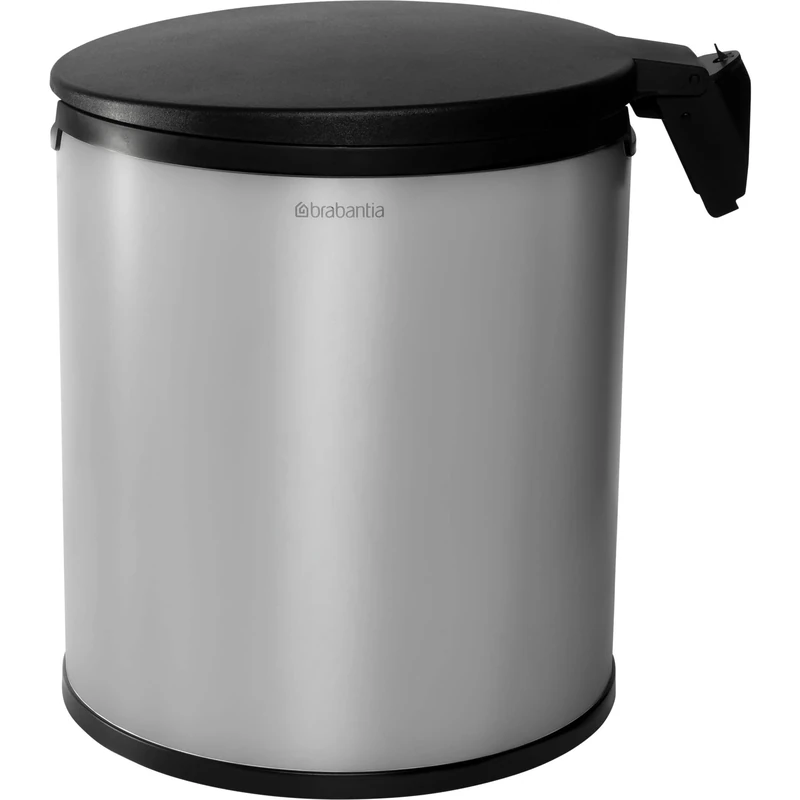 Brabantia Built-in 15L Inside Cupboard Bin (Brilliant Steel) Removable Bucket, Easy to Mount, Auto closing, Under Sink Rubbish/Food Waste Storage (Requires min space: H47.5 x W36.9 x D30.2 cm)