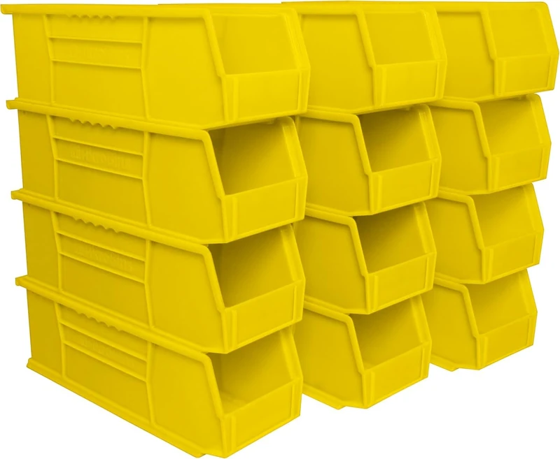 Akro-Mils 30234 Plastic Storage Stacking Hanging Akro Bin, 15-Inch by 5-Inch by 5-Inch, Yellow, Case of 12