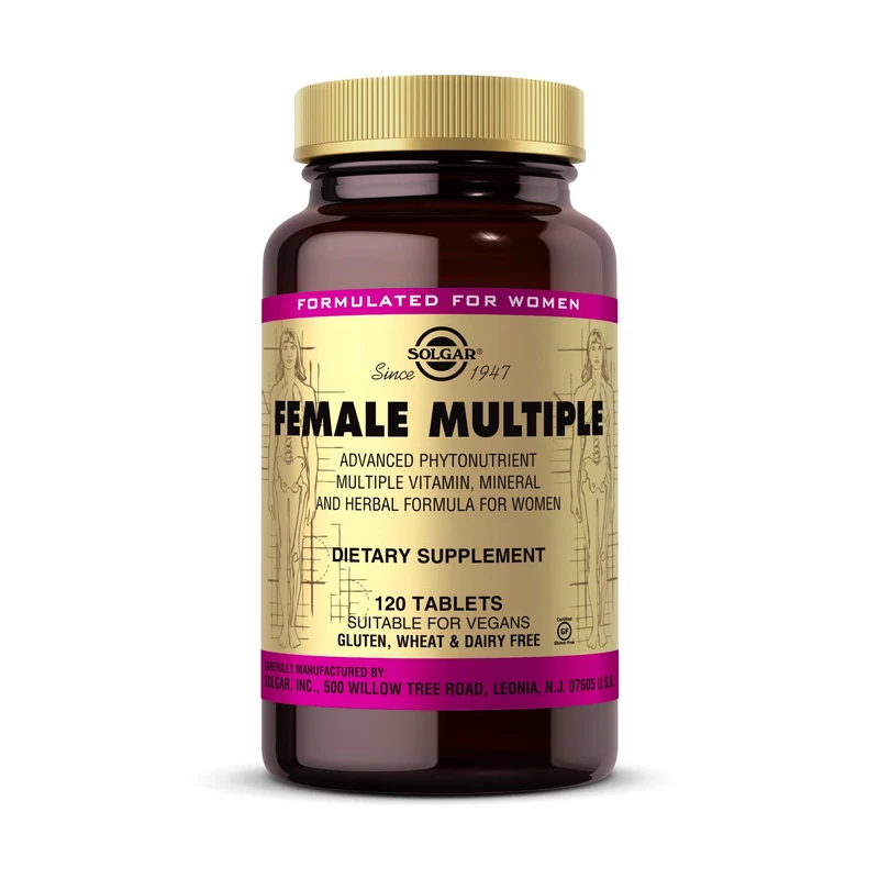 Solgar Female Multiple Tablets - Pack of 120 - to Support Healthy Blood Production and Fight Stress - with Vitamin B12, C, E, Iron and Zinc - Vegan
