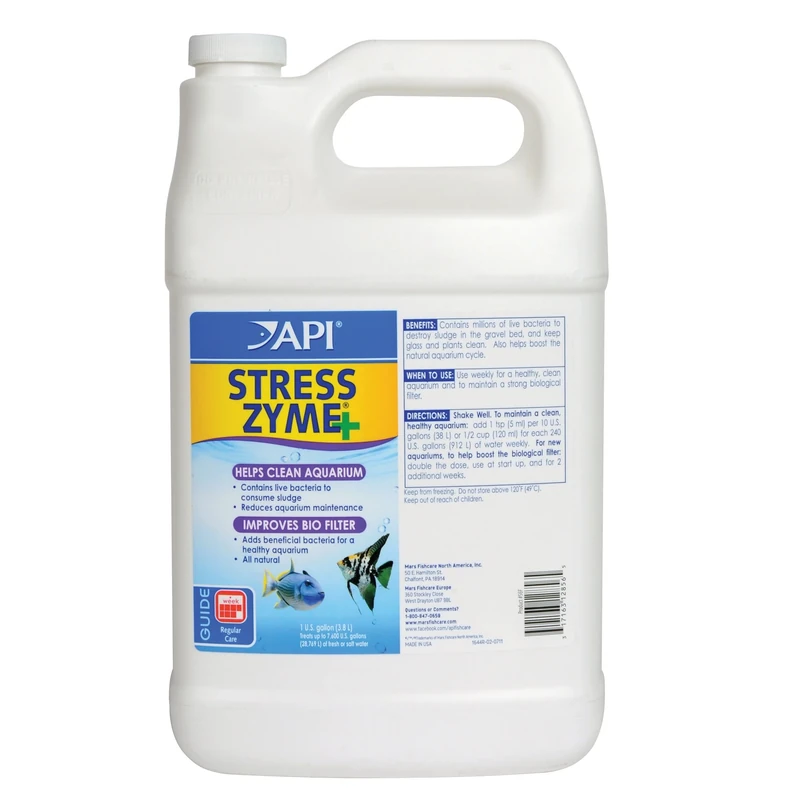 API STRESS ZYME Freshwater and Saltwater Aquarium Cleaning Solution 3.78-Litre Bottle,White