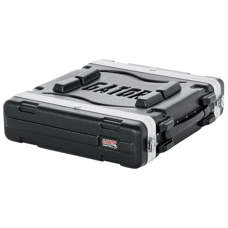 Gator GR-2L Molded PE 2U 19.25 inch Deep Rack Case with Front / Rear Rails and Locking, Black