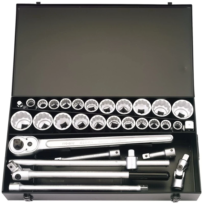 Draper 335 Mau Mau Elora Metric & Imperial Socket Set, 3/4" Square Drive, 31 Pieces