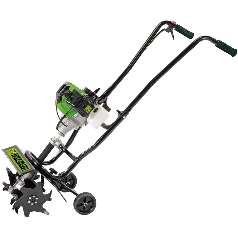 Draper 42.7cc Petrol Tiller and Cultivator | 1.2kW 2 Stroke 3HP Engine Rotavator | 4 Blades Rotation Speed 220 rpm | Tilling Width 320 mm | Tilling Depth 150mm | 32329