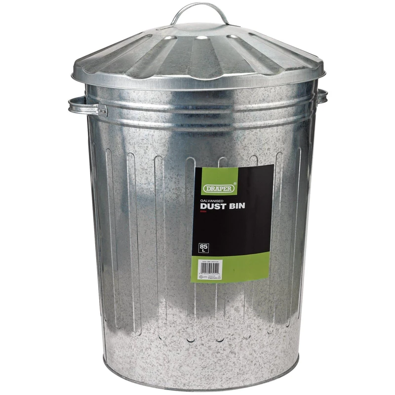 Draper DRA53254 Galvanised Dust Bin, Silver