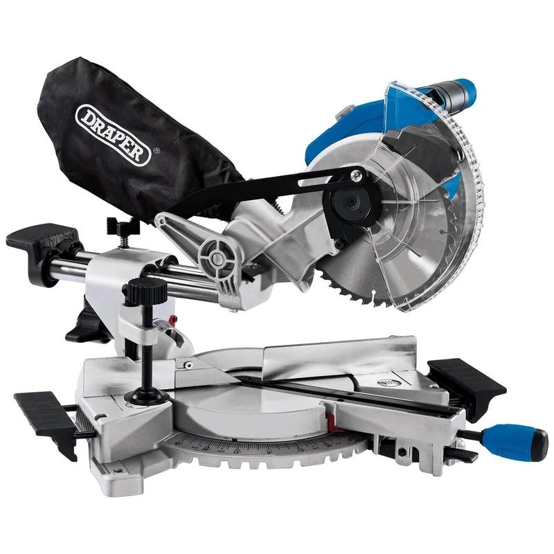 Draper 55588 D20 20V Brushless 185mm Sliding Compound Mitre Saw - Bare, Blue and Black