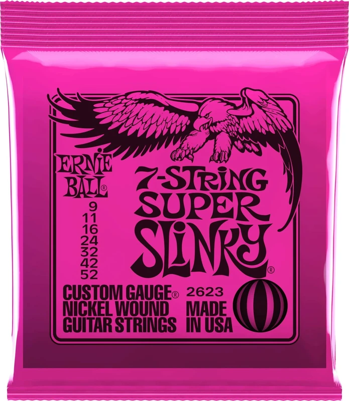 Ernie Ball Super Slinky 7-String Nickel Wound Electric Guitar Strings - 9-52 Gauge