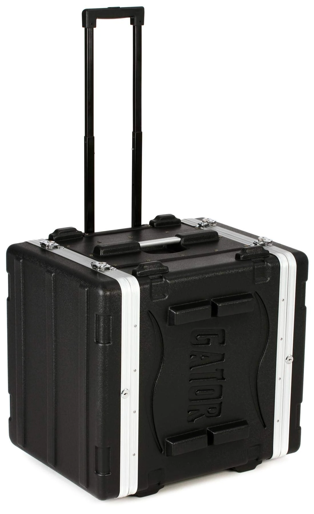 Gator Molded PE 8U 19.25 inch Rack Case with Front/Rear Rails/Pull Handle/Recessed Wheels and Locking