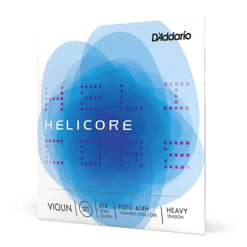 D'Addario Orchestral - Helicore 4/4 Size Violin Strings Set with Plain Steel E String - H310 4/4H - Full Set - Heavy Tension