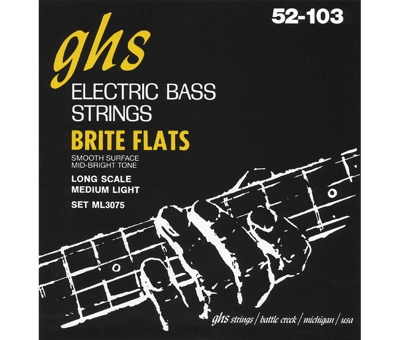GHS ML3075 52 - 103 Medium Light Long Scale Brite Flats Bass String Set