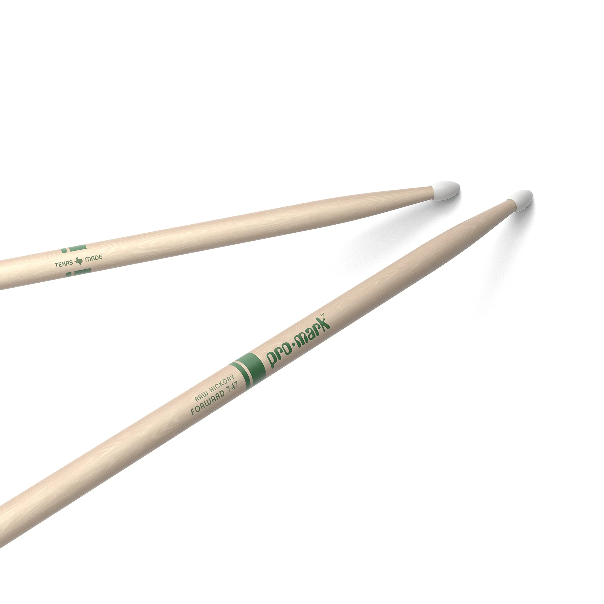 ProMark Classic Forward 747 Raw Hickory Drumsticks, Oval Nylon Tip, Unfinished, 1 Pair