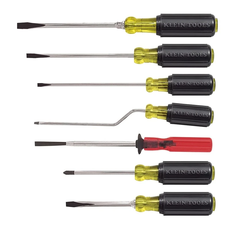 Klein Tools 85077 Screwdriver Set, Made in USA, Multi-Application Screwdriver Kit with Cushion-Grip Handles and Tip-Ident, 7-Piece