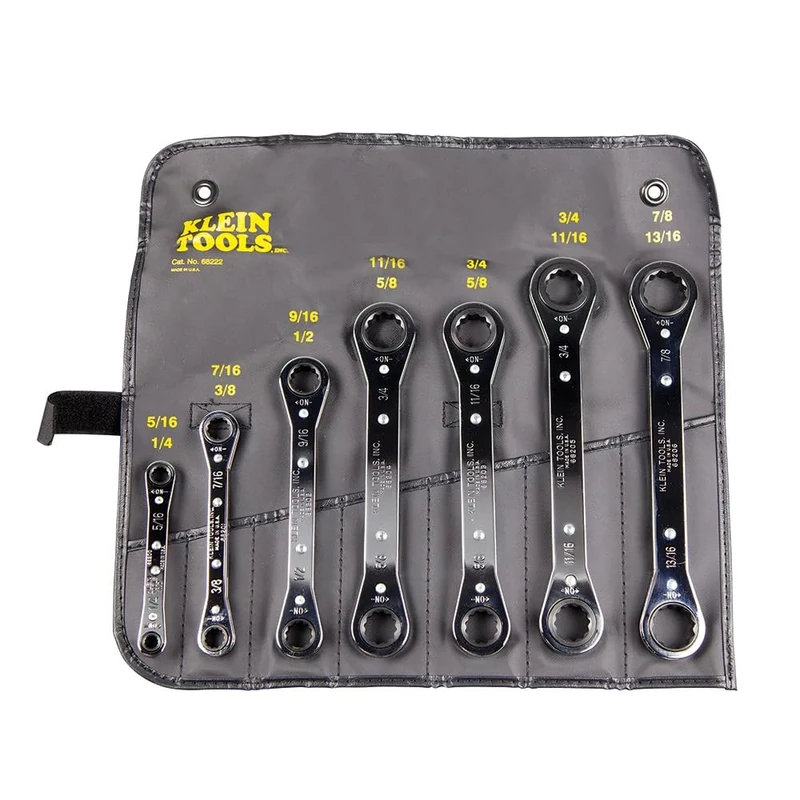 KLEIN TOOLS 68222 Ratcheting Box Wrench Set, 7-Piece, Made in USA