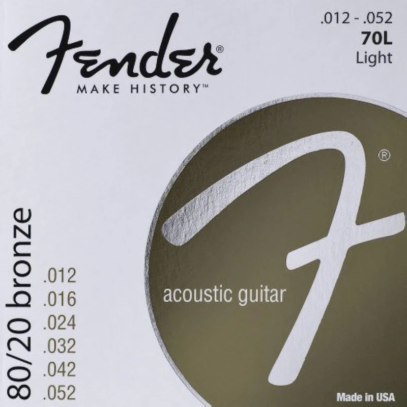 Fender 80/20 Bronze Acoustic Guitar Strings 12-52 - Bright Tone