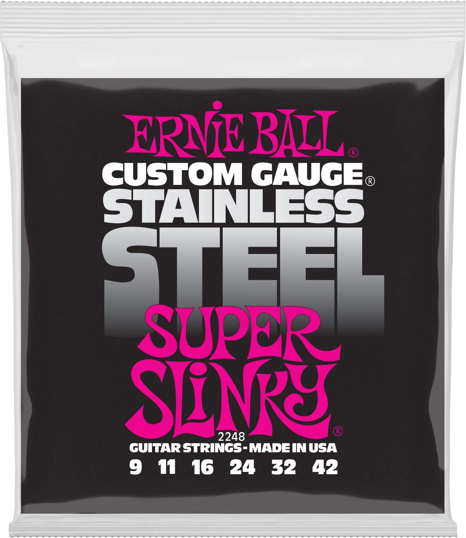 Ernie Ball Super Slinky Stainless Steel Wound Electric Guitar Strings - 9-42 Gauge