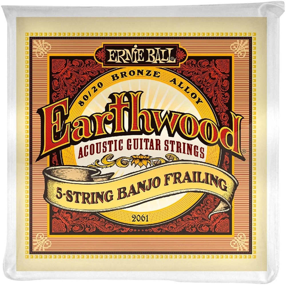 Ernie Ball P02061 Earthwood 5-String Banjo Frailing Loop End 80/20 Bronze Acoustic Guitar Strings - 10-24 Gauge