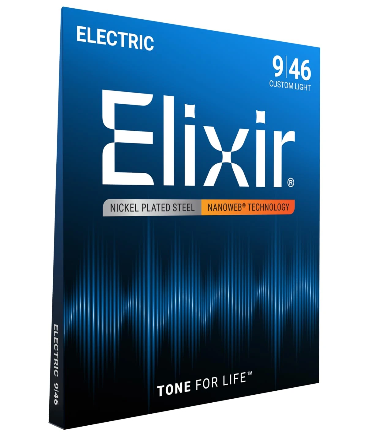 Elixir 12027 Strings Electric Guitar Strings w NANOWEB Coating, Custom Light (.009-.046)