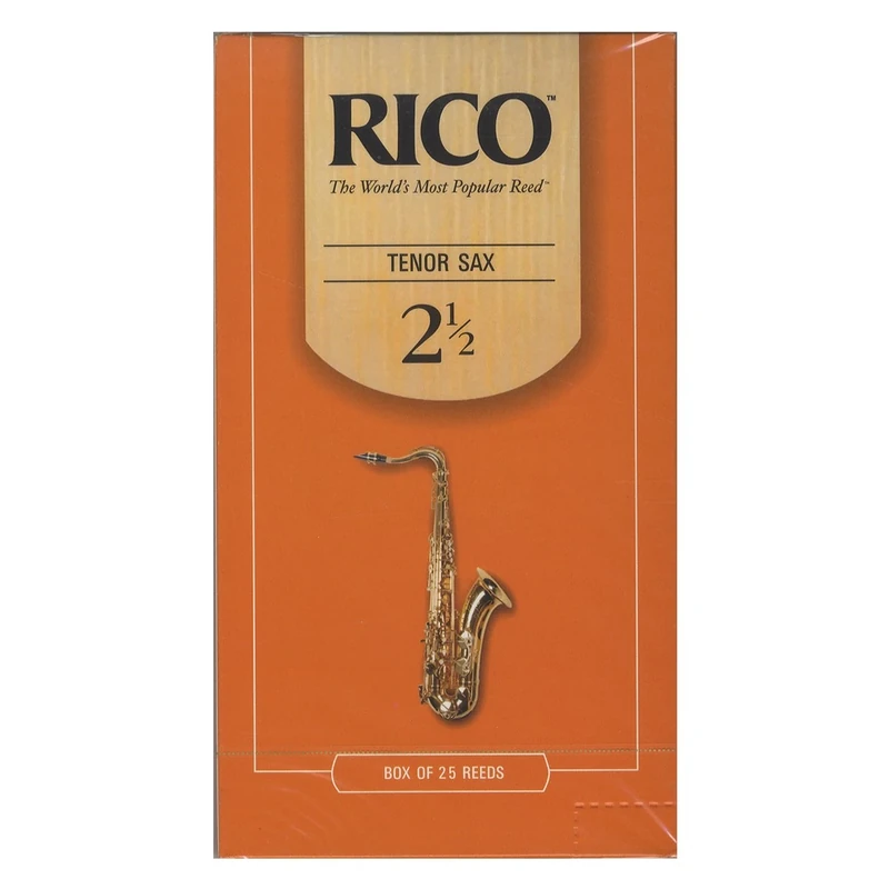 D’Addario Woodwinds - Rico Tenor Sax Reeds - Tenor Saxophone Reeds - Tenor Reeds Crafted for Beginners, Students, Educators - Strength 2.5, 25-Pack