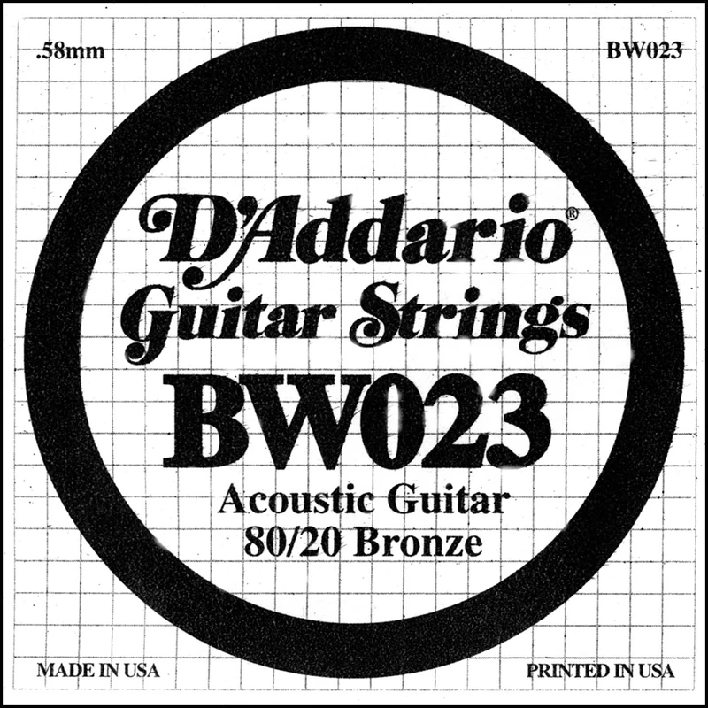 D'Addario BW023 .023 Bronze Wound Single String for Acoustic Guitar