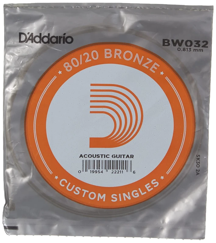 D'Addario .032 Bronze Wound Acoustic Guitar String - Bright Tone