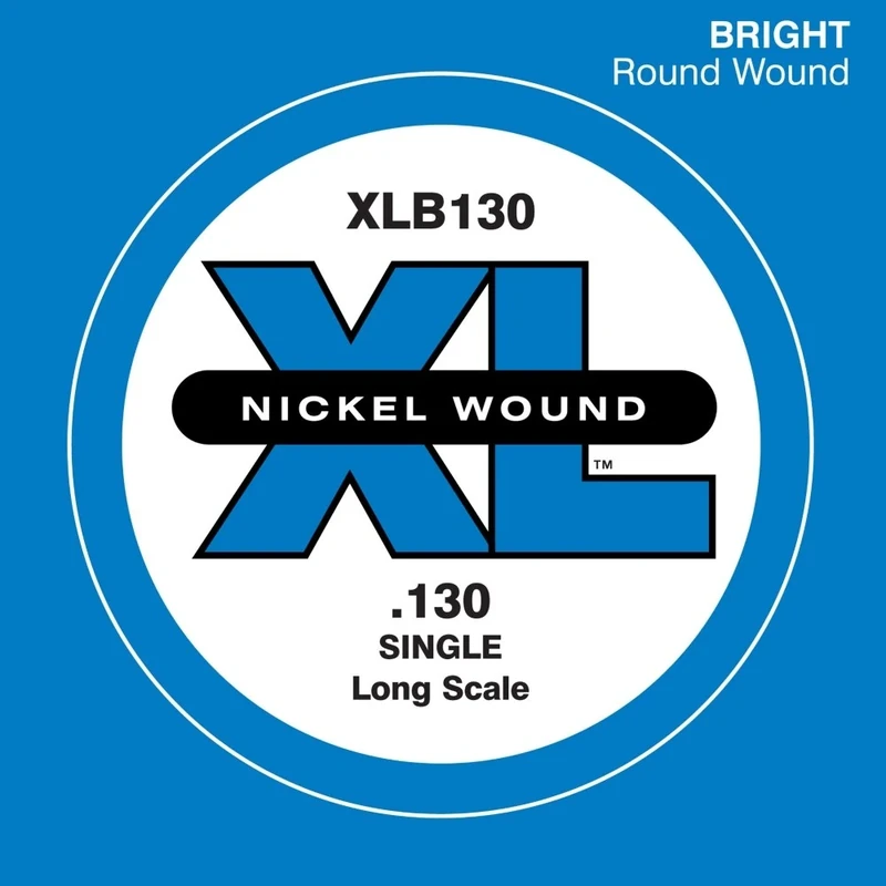 D'Addario XLB130 .130 Long Scale Nickel Wound Single String for Bass Guitar