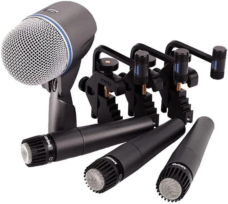 Shure Drum Microphone Kit for Performing and Recording Drummers, Conveniently Packaged Selection of Mics and Mounts with options for Kick Drum, Snare Drum, Rack Toms, Floor Toms and Congas (DMK57-52)