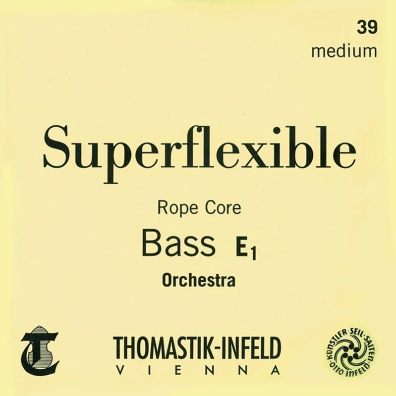 Thomastik single string for double bass 3/4 Superflexible - D string steel cable core, chrome wound, orchestral tuning, medium