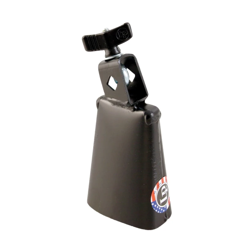 LP Latin Percussion Kuhglocke Tapon 4" brushed steel, schwarz, montierbar, mäßig trockener Sound mit leichten Obertönen, LP575