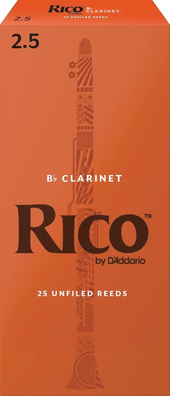 D’Addario Woodwinds - Rico Bb Clarinet Reeds - Reeds for Bb Clarinet - Crafted for Beginners, Students, Educators - Strength 2.5, 25-pack