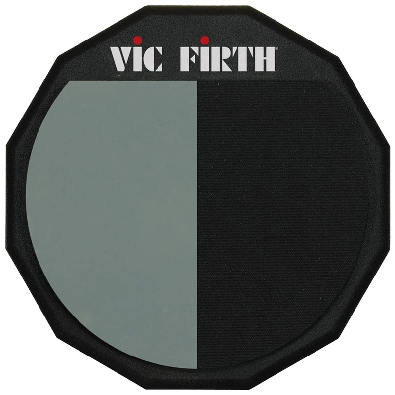 Vic FIrth - Single Sided Drumstick Practice Pad with VF logo and Divided playing surface - 12” Diameter