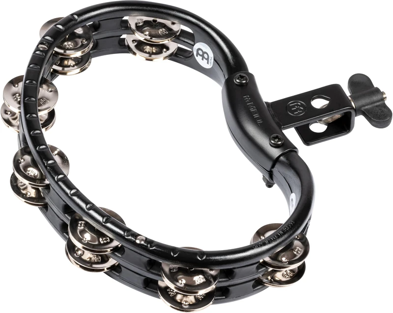 Meinl Percussion Tambourine Mountable Instrument - 2-Row Tambourine - With Holder - ABS Plastic / Steel, Black / Silver (TMT2BK)