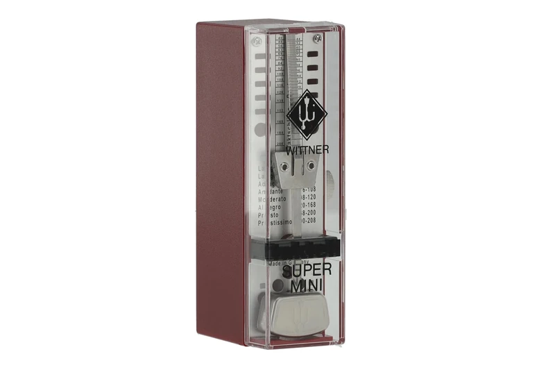 Wittner Metronome Taktell Super-Mini Series 880 - Plastic casing - Without bell - Ruby red - Mechanical winding - No batteries required - Made in Germany