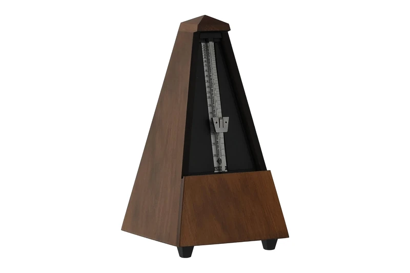 Wittner Metronome Taktell Pyramid Shape System Maelzel Series 800 - Solid wood casing - Without bell - Matte walnut - Mechanically wound - No batteries required - Made in Germany