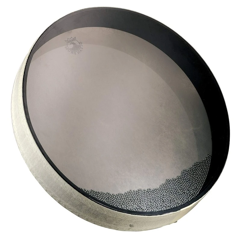 Remo World Percussion - Ocean Drum - 16" x 2.5" - Acousticon Frame, Steel Balls, White Finish - Ocean Wave Effect, Suitable for Sound Therapy and Children - ET-0216-00