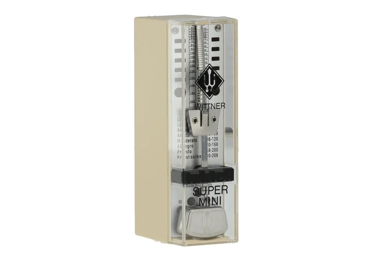 Wittner Metronome Taktell Super-Mini Series 880 - Plastic casing - Without bell - Ivory coloured - Mechanical winding - No batteries required - Made in Germany