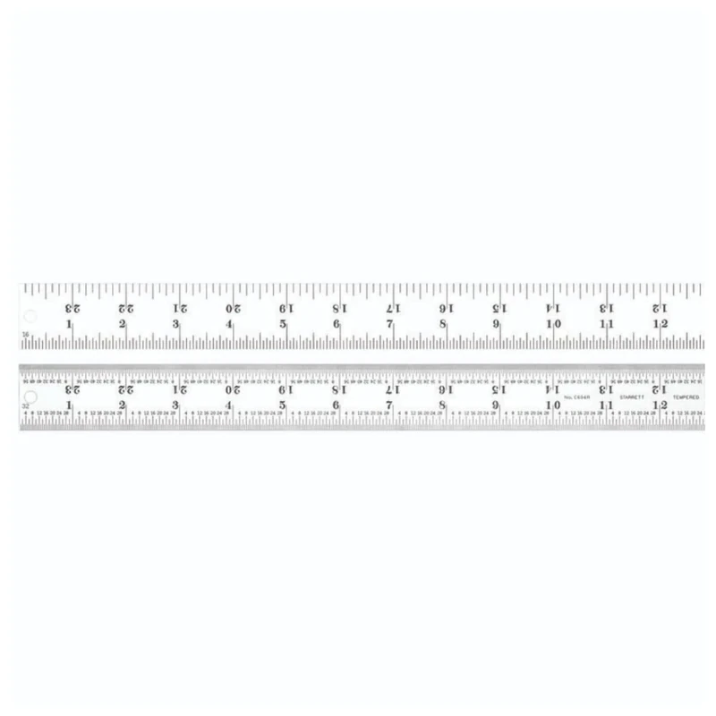 Starrett C604R-24 Spring Tempered Steel Rule With Inch Graduations, 4R Style Graduations, 24" Length, 1-1/4" Width, 3/64" Thickness