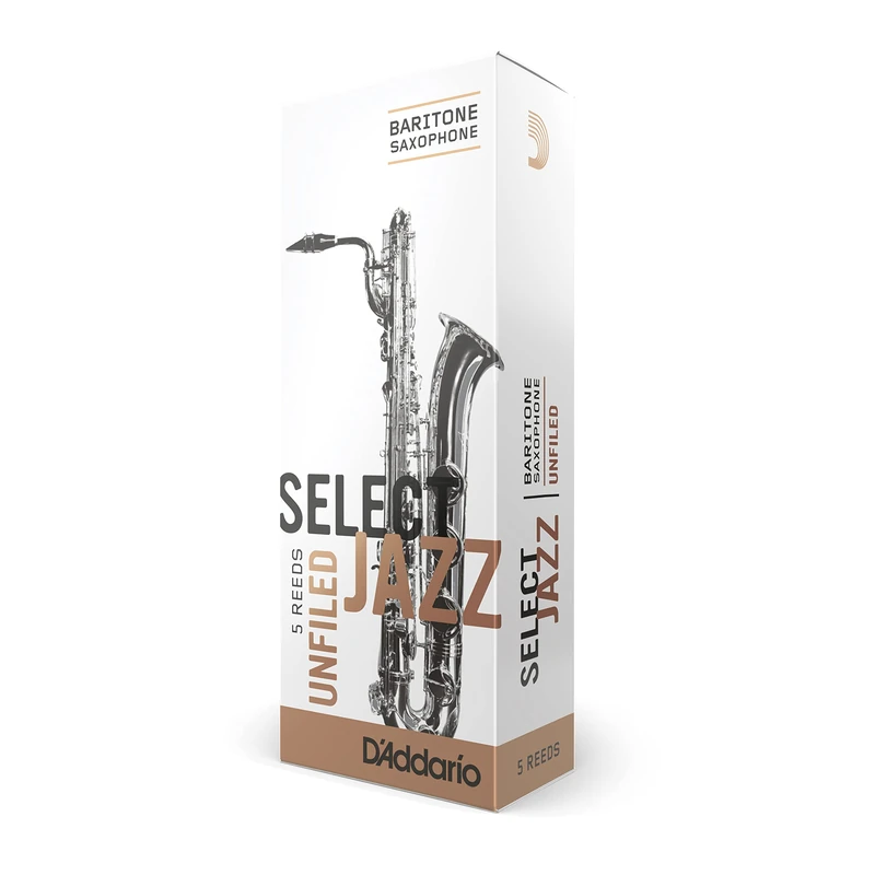 D'Addario Woodwinds Select Jazz Baritone Sax Reeds, Unfiled, Strength 4 Hard, 5-pack