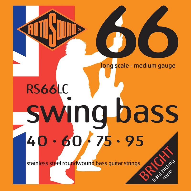 Rotosound RS66LC Stainless Steel Roundwound Bass Strings (40 60 75 95),White Black Red Blue