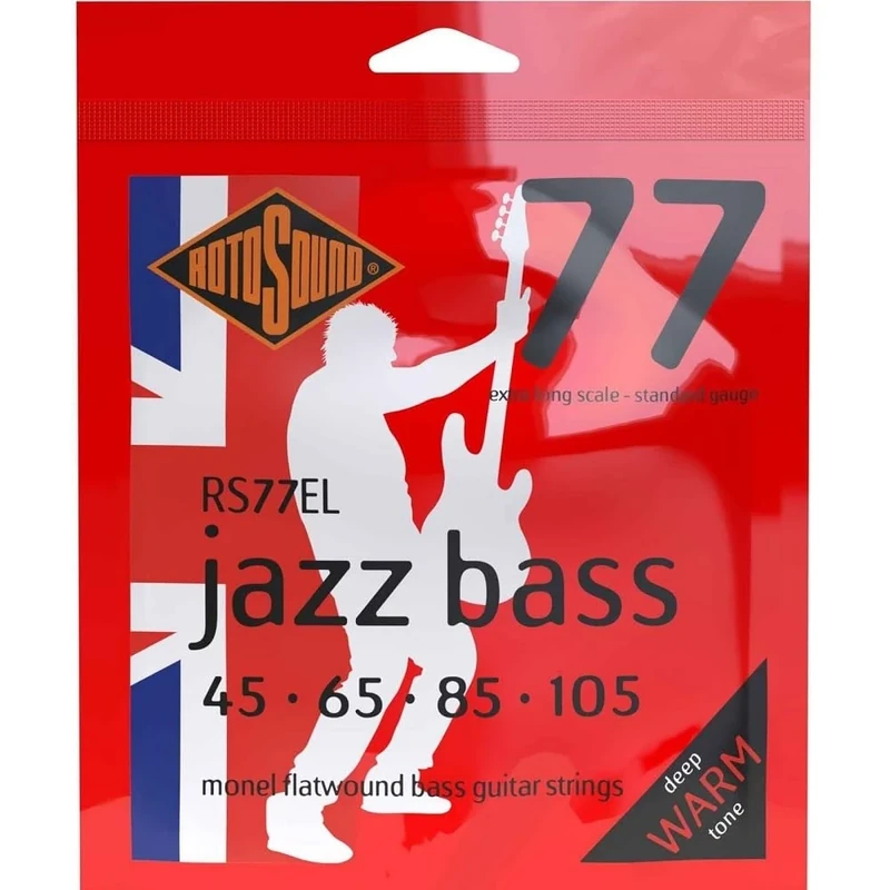 Rotosound Strings for Electric Bass JAZZ 77 MONEL FLATWOUND 4-string RS77EL FLATW XL SCALE Standard 45-105