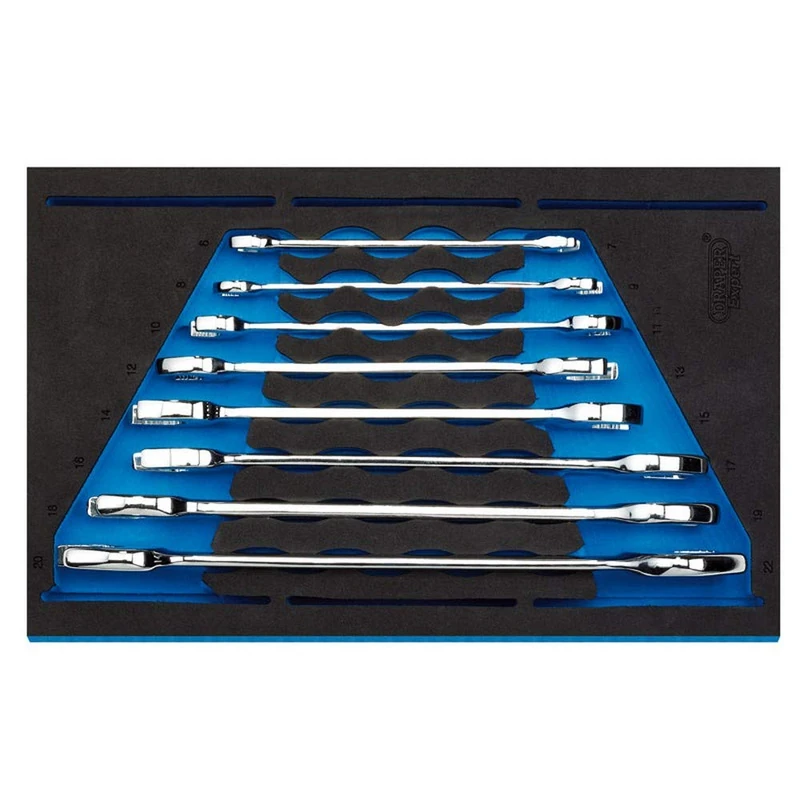Draper 63524 Open Ended Spanner 8 Piece Set in 1/4 Drawer Eva Insert Tray